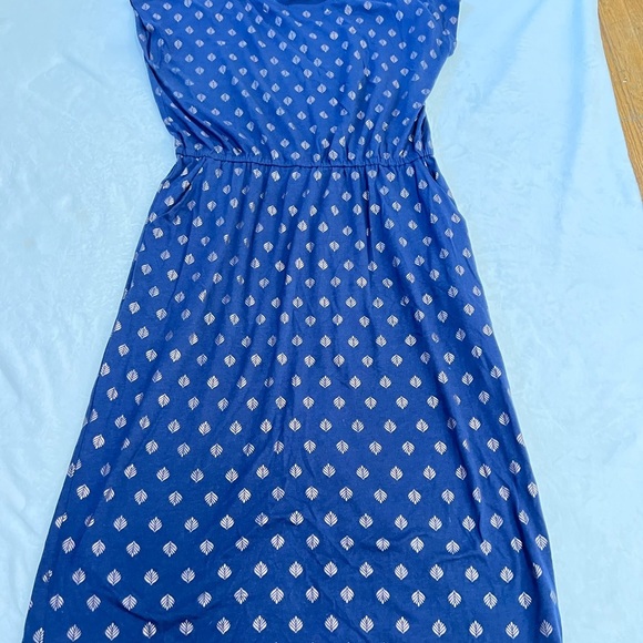 Boden Midi T-Shirt Dress Pockets Odile Jersey French Navy Palm Tile Foil sz 12p - Picture 13 of 13